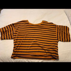 Rust/orange and blue striped crop top